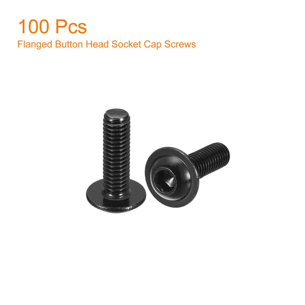 Pan Head Socket Cap Screws Flange M6x20mm 304 Stainless Fully Threaded - Black 100pc