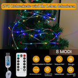 Ghirlandă luminoasă LED USB 10m 100 LED-uri cu telecomandă și 8 jocuri de lumini IP65 – Alb cald