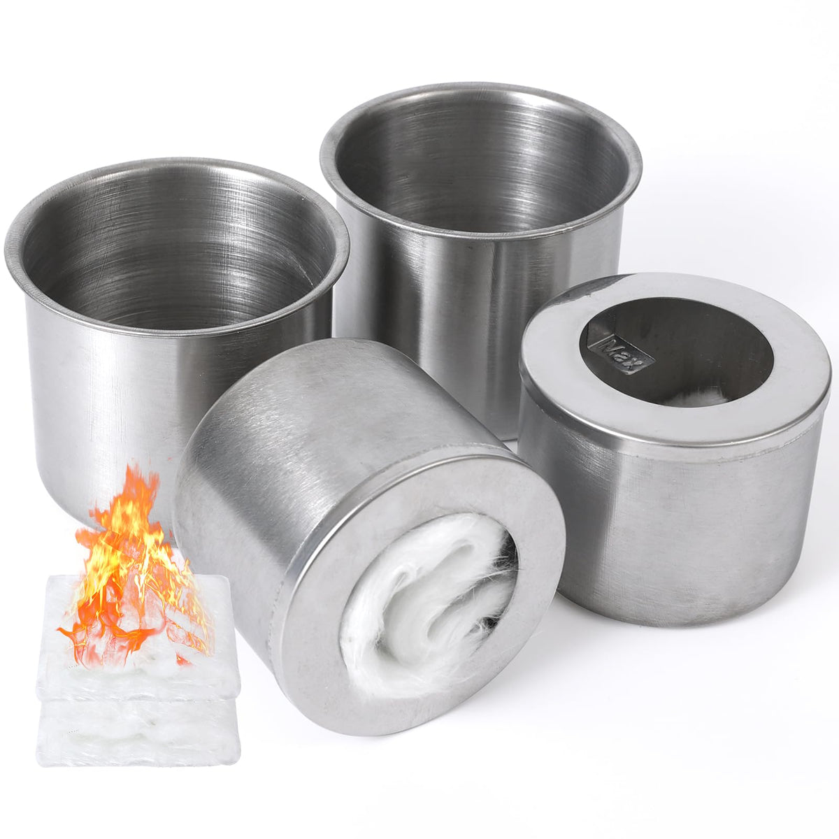 Waterproof Stainless Steel Trash Can with Lid, 3 Pieces (4 Pieces)