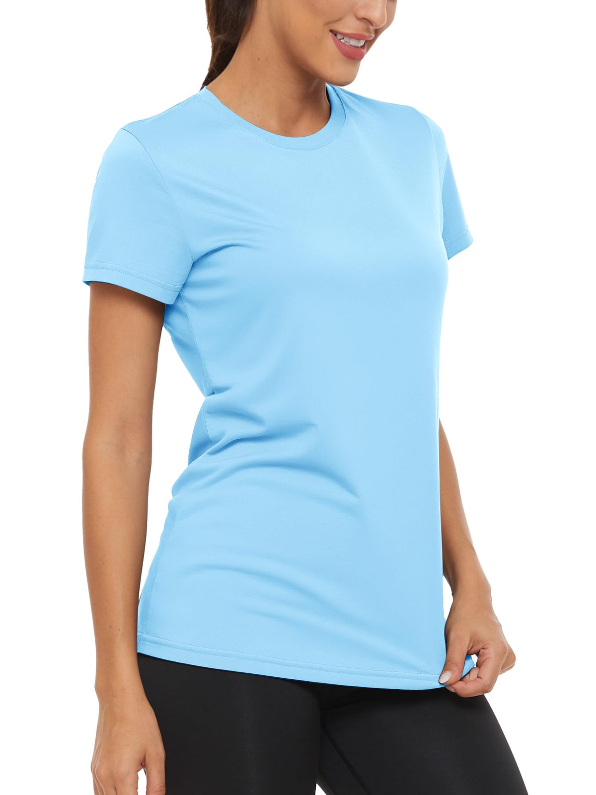 Tricou sport de alergare damă cu uscare rapidă și elastic – Albastru Cascadă 2XL