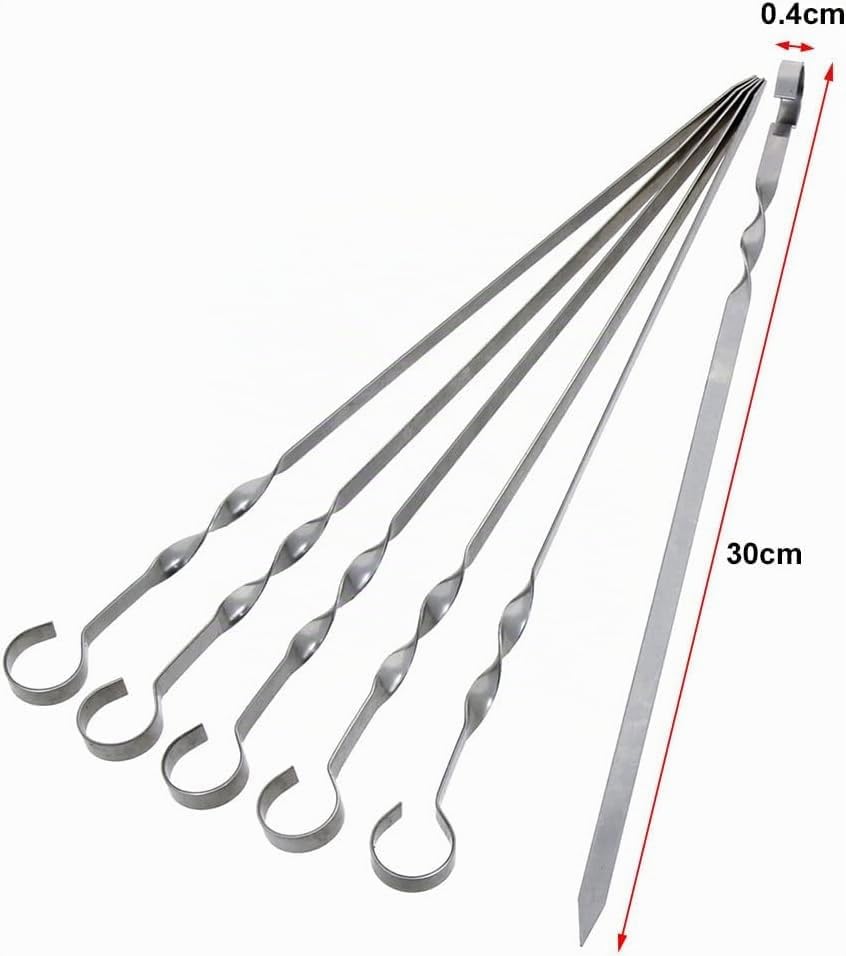 Set 12 frigărui din inox lungime 30 cm pentru grătar și carne – Argintiu