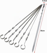 Set 12 frigărui din inox lungime 30 cm pentru grătar și carne – Argintiu