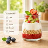 Dessert Jars 12-Pack 200ml with Lids Spoons & Labels - Clear
