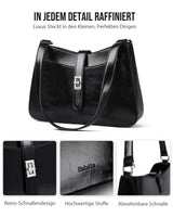 Women's Small PU Leather Shoulder Crossbody Bag Classic Elegant with 2 Straps - Burgundy