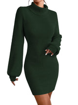 Women's Sweater Dress Long Sleeve Party Work Winter – Dark Green M