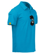 Men’s Short Sleeve Polo Shirt Breathable Golf with Glasses Holder Button Placket – Regular Fit