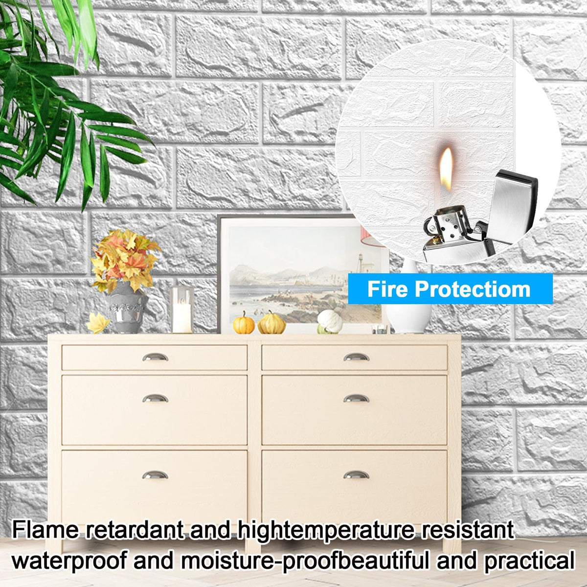 Self-Adhesive 3D Brick Wallpaper Tiles Waterproof – 38x35cm (40pcs)