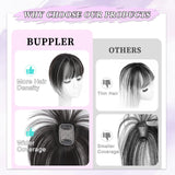 Hair Topper 360° 4x6in Real Human Hair Clip-In with Bangs Silk Base – 1B