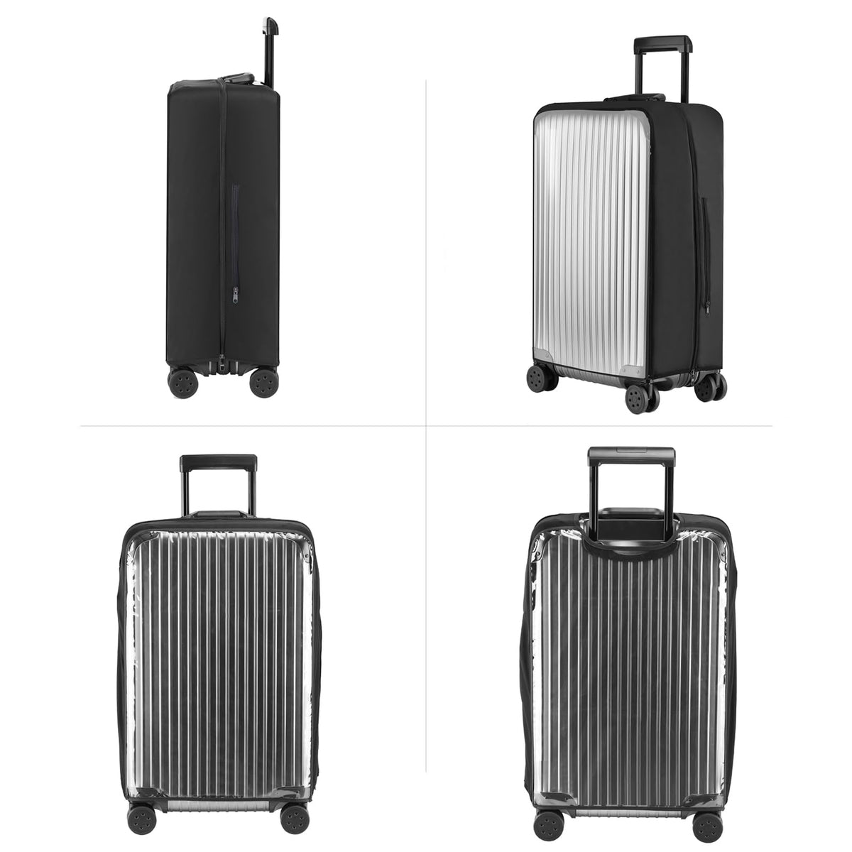 Transparent Waterproof Suitcase Cover Elastic Zipper – Black 30 inch