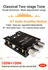 WANGCL ZK-1002MT 2 x 100W Bluetooth 5.0 Subwoofer Amplifier Board High Power Audio Stereo Amplifier Board AUX Bass Treble AMP