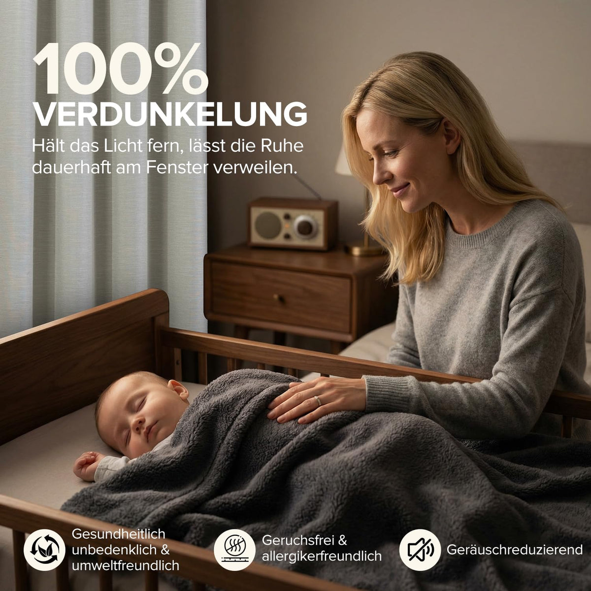 Perdele opace termoizolante aspect in cu capse 160x140 cm, set 2 bucăți – Bej deschis