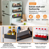 Rafturi magnetice organizatoare pentru frigider cu 6 cârlige, set 6 bucăți – Negru