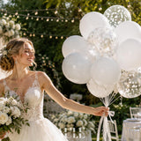Baloane din latex cu heliu și confetti pentru petreceri 30 cm, set 42 bucăți – Alb