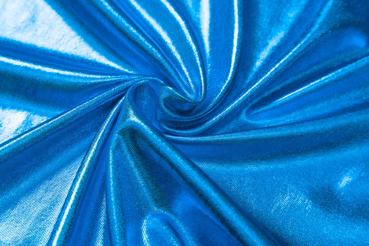 Fustă scurtă cloș metalizată lucioasă cu talie înaltă damă – Albastru Marin S
