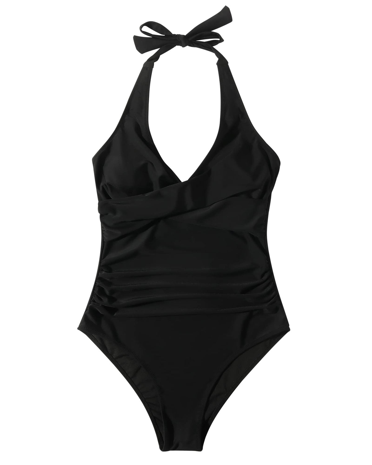 Costum de baie modelator întreg RXRXCOCO push-up halter cu spate gol – Negru XL