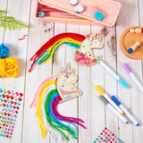 Harrycle 16 Set Wooden Unicorn Craft Set Children Unicorn Fridge Magnets Make Your Own Unicorn and Self-Adhesive Glitter Stones DIY Kit for Girls Boys Birthday Party Painting with the Family