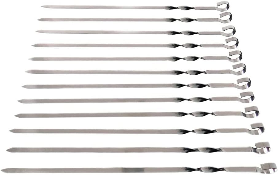 Set 12 frigărui din inox lungime 30 cm pentru grătar și carne – Argintiu