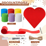 Set decorațiuni festive cu panglici din hârtie creponată și inimioare din lemn, 9 piese – Curcubeu