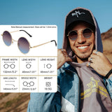 Ochelari de soare rotunzi polarizați UV400 stil steampunk Joopin cu ramă metalică – Maro-Albastru