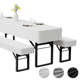 Set 3 huse lavabile din poliester pentru set berărie (masă și 2 bănci) 220x50 cm – Alb