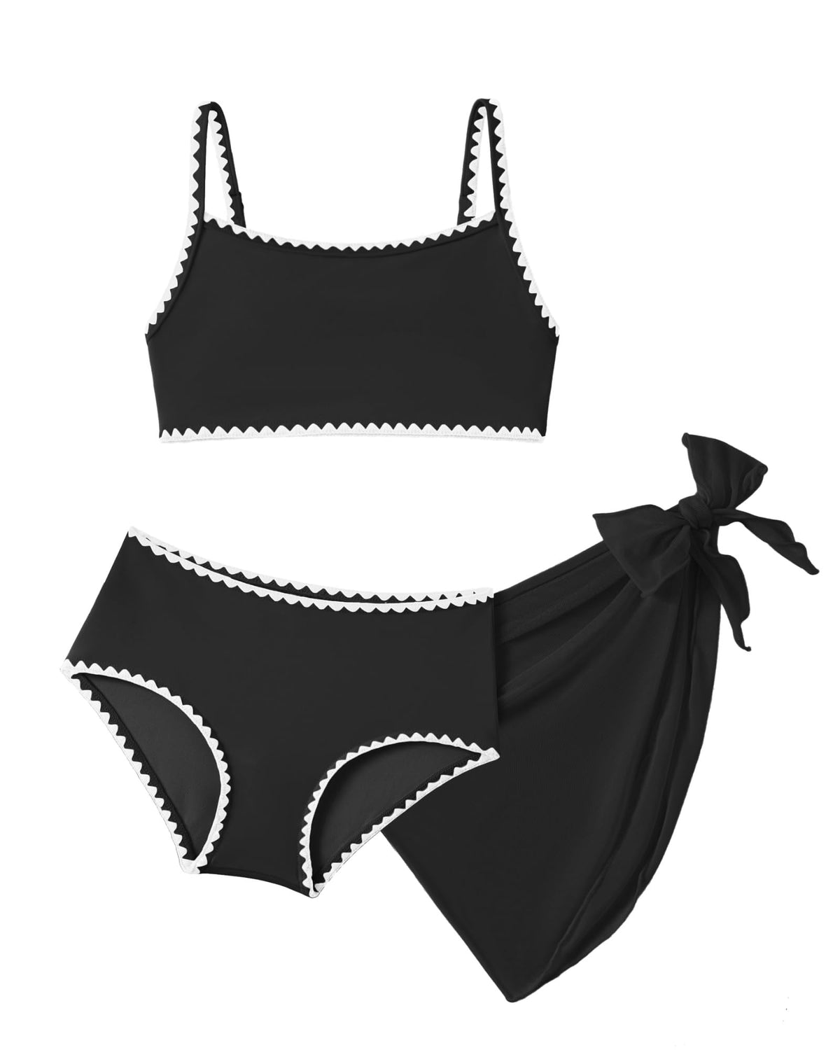 Set costum de baie 3 piese pentru fete cu fustiță și talie înaltă – Mărimea 140