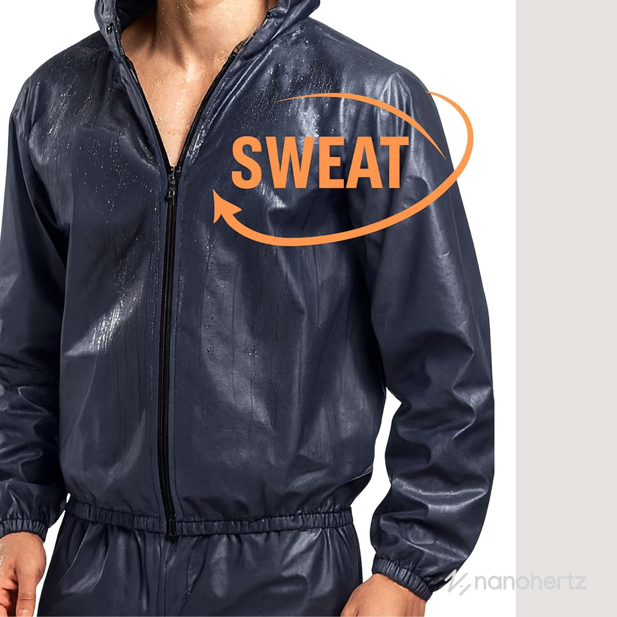 Costum termic de slăbit cu efect de saună jachetă și pantaloni unisex – Gri închis 3XL