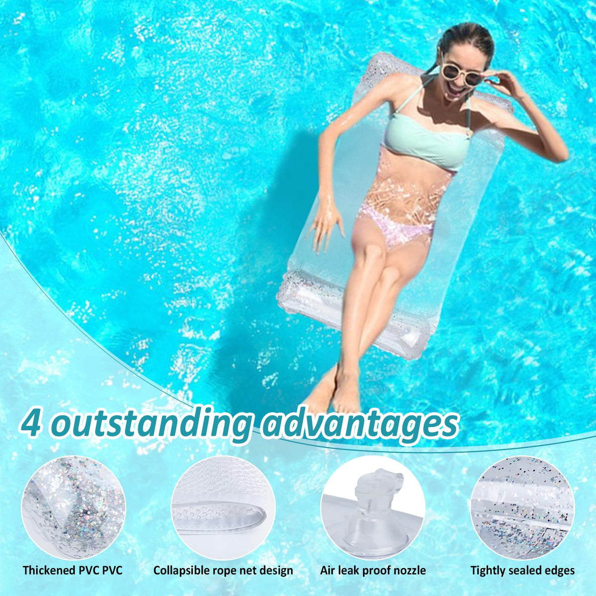 CYFIE 2 Pack Pool Floats for Adults, Water Hammock Pool Floats with 2 Air Pumps, 4 in 3 Inflatable Pool Floats, Water Hammocks for Adults for Ocean Parties