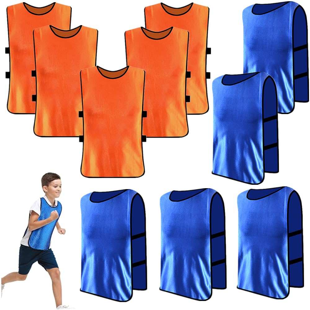 10-Piece Children's Football Training Vests Team Game Bibs – 5 Orange + 5 Blue