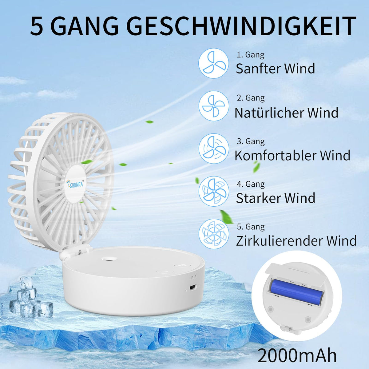 Ventilator portabil de mână reîncărcabil prin USB cu pulverizare ceață rece
