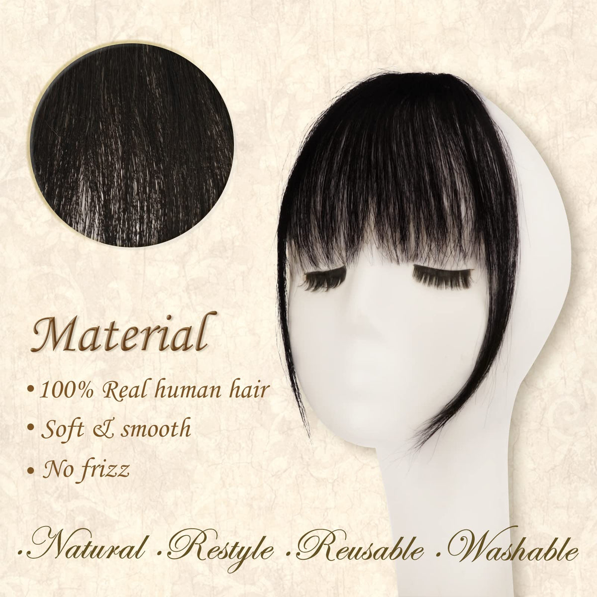 Clip-in Bangs 100% Remy Human Hair Fringe Extensions – Natural Bangs