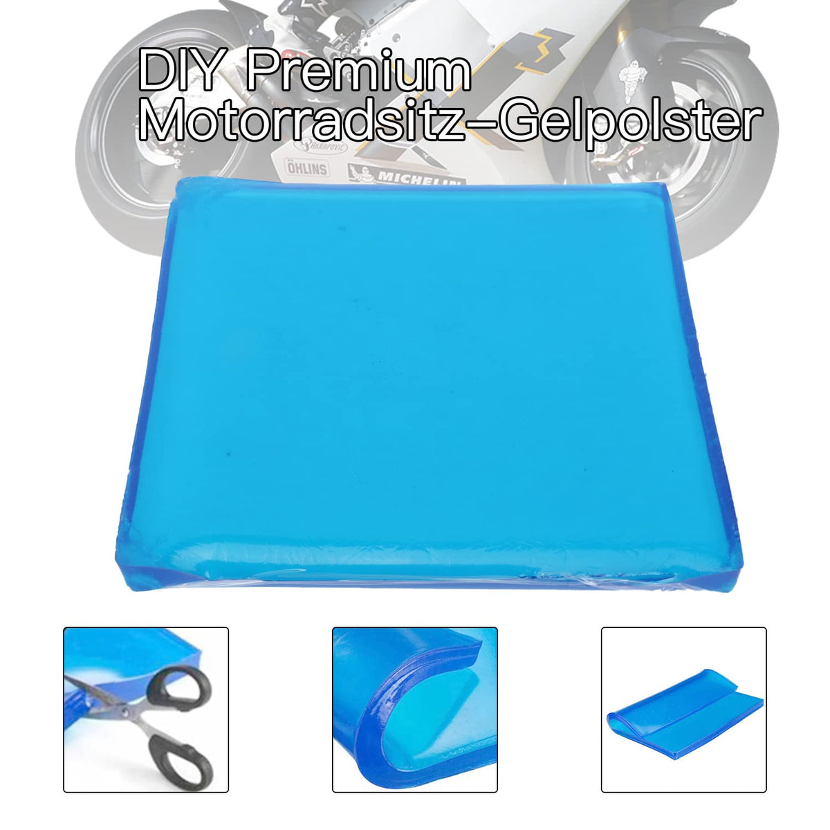 aleawol Thickening Motorcycle Seat Gel Pad 25 x 25 x 2 cm Motorcycle Gel Seat Cushion Shock Absorption Mat Comfortable Soft Gel Cushion, Motorcycle Seat Pad DIY Motorcycle Seat Accessories, Blue