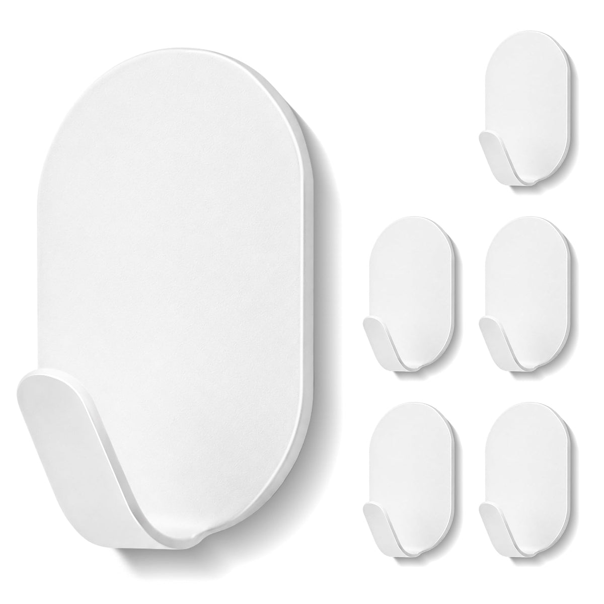 Self-adhesive Hooks No Drilling 6 Pack Up to 5 kg – White
