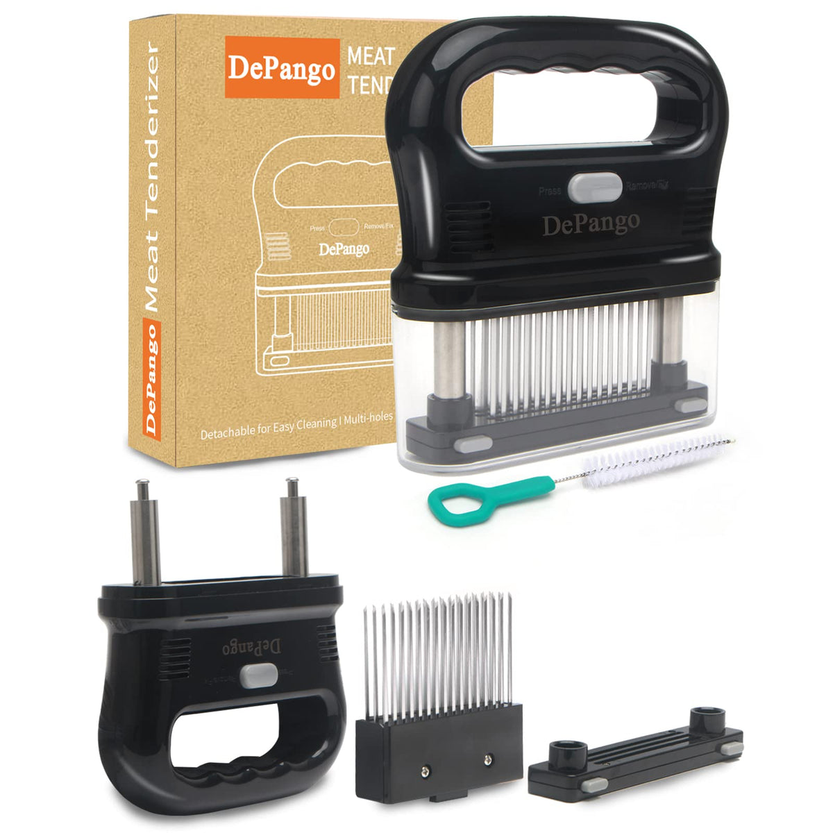 DePango Meat Tenderizer, Steaker for Meat with Robust Stainless Steel 48 Blades for Steak, Chicken, Pork, Beef Brisket, Removable for Cleaning, Dishwasher Safe