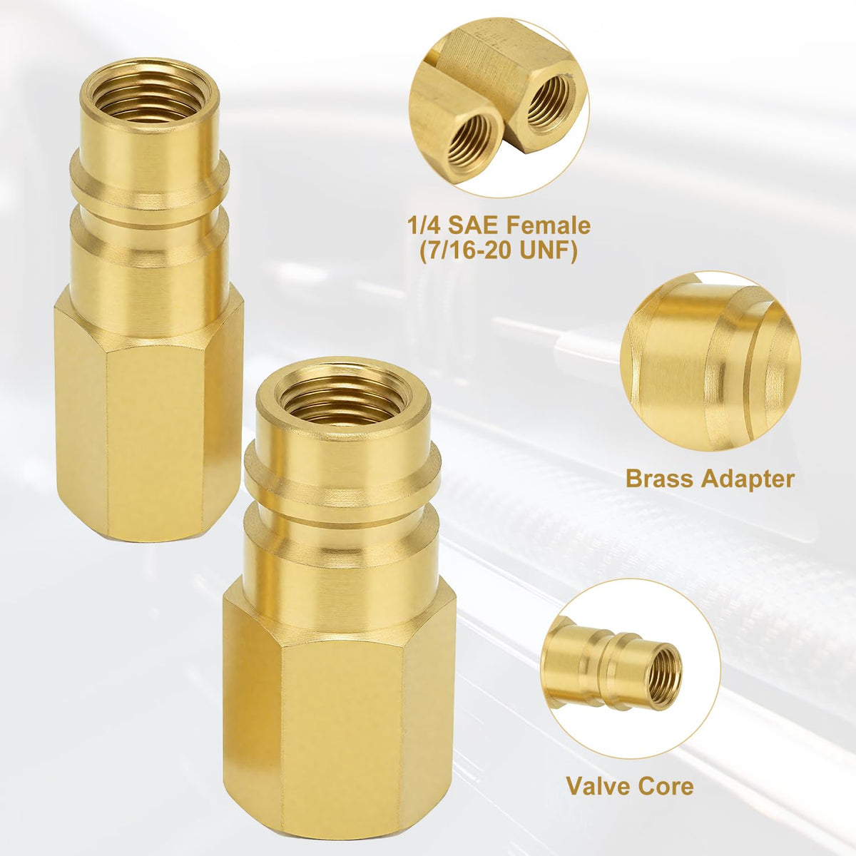 R134a Refrigerant Tank Adapter 1/4 SAE Brass High-Pressure Converter for AC – 2-piece
