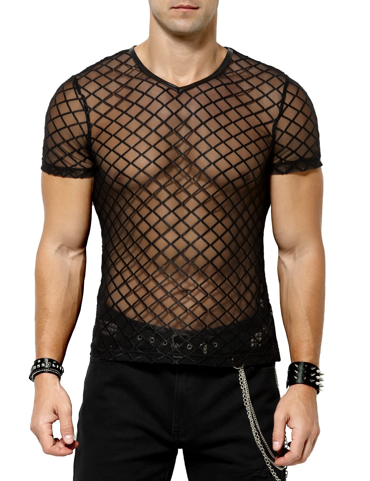 Tricou mulat bărbătesc transparent din plasă cu mânecă scurtă Casey Kevin