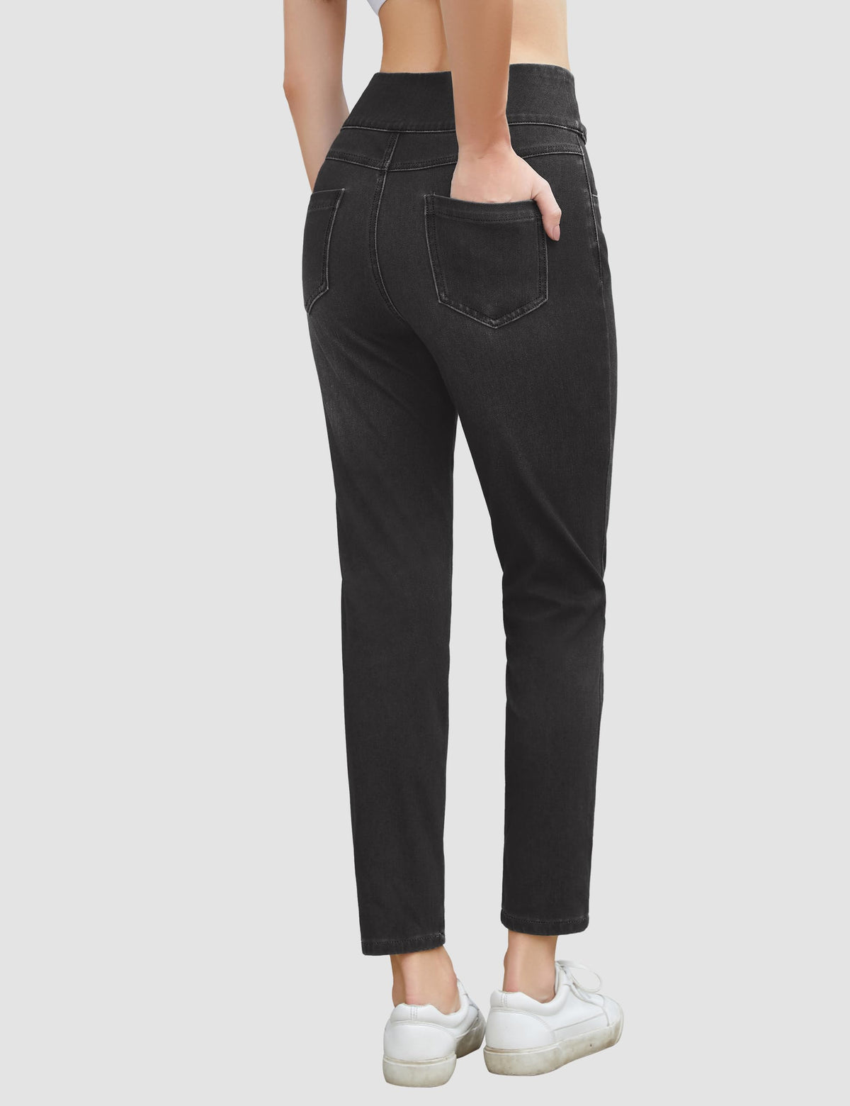 Women's High-Waist Skinny Jeggings Stretch Figure-Hugging – Black