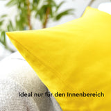 Cotton Square Pillowcases Set of 2 50x50cm Washable Plain – Sunshine Yellow