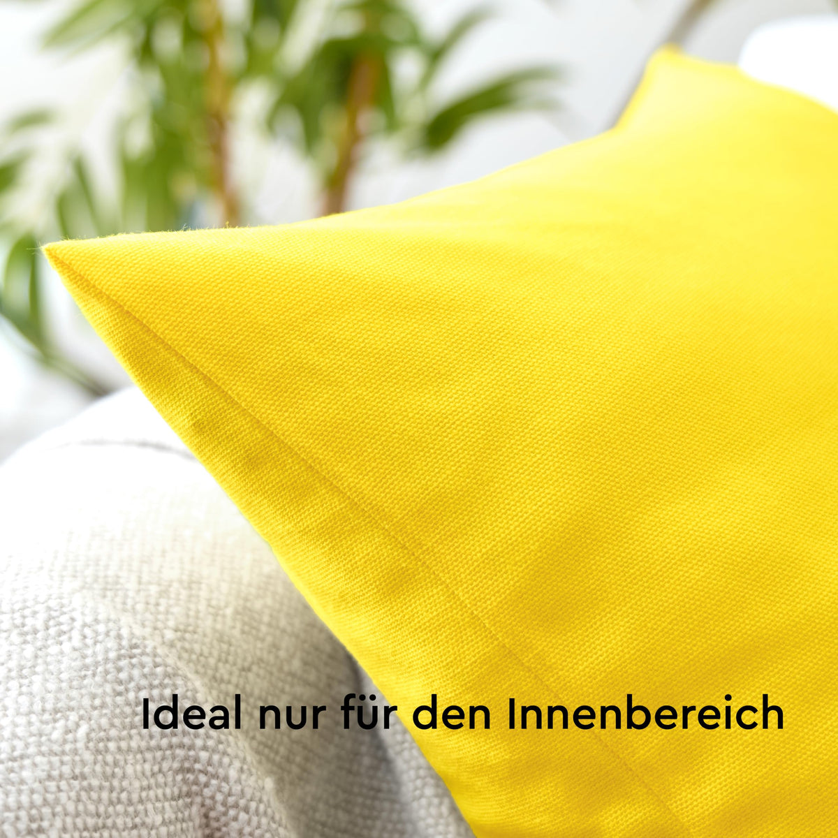 Cotton Square Pillowcases Set of 2 50x50cm Washable Plain – Sunshine Yellow