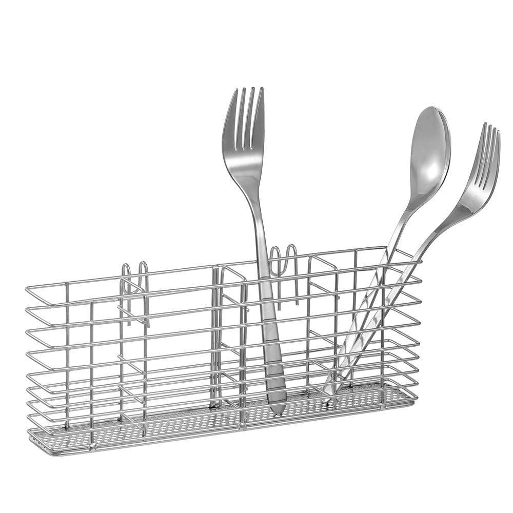 Cutlery Holder Hanging Utensil Organizer 4-Compartment Stainless Steel Spoon Drying Rack – Stainless