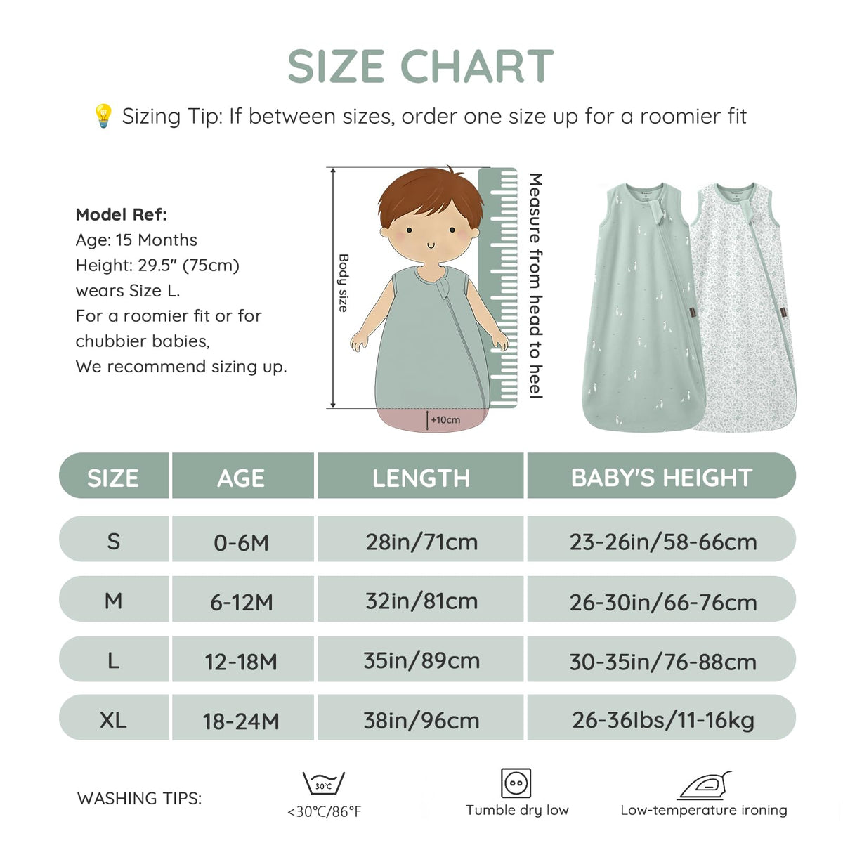 Sac de dormit de vară pentru bebeluși din bumbac 0.5 Tog – M (6–12 luni)