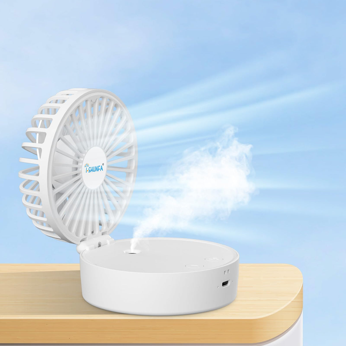Ventilator portabil de mână reîncărcabil prin USB cu pulverizare ceață rece