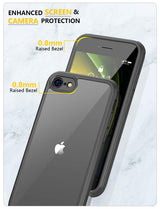 Husă de protecție completă 360 cu folie de sticlă integrată Miracase pentru iPhone SE/8 – Negru