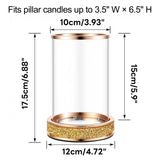 Glass Crystal Pillar Hurricane Candle Holders Tempered Panes Table Wedding Decor – Gold Small 2-Pack