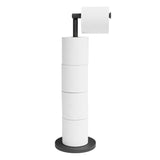 Freestanding Toilet Roll Holder Click-Up Arm Holds 4 Spare Rolls – Black