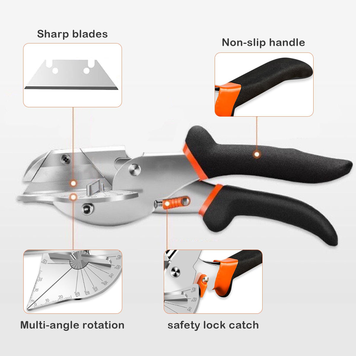 Miter shears, angle shears 45 to 135 degrees scissors for cable duct cutter with 10 replacement blades Multifunctional angle scissors for precise cutting