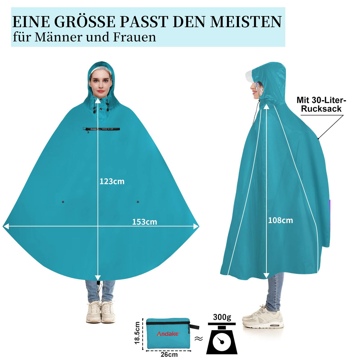Waterproof Cycling Rain Poncho Unisex – Bluebird