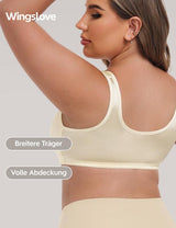 Minimizer Wireless T-Shirt Bra Front Closure Strong Support Plus Size – Beige 90B