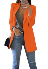 Sacou office damă Slim Fit cu mânecă lungă fără nasturi – Portocaliu S