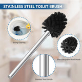 Freestanding Toilet Roll Holder with Brush Stainless Steel Storage Stand – Black