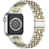 Curea metalică din inox Anlinser pentru Apple Watch Ultra 2 Seria 10/9/8/SE – Argintiu/Auriu